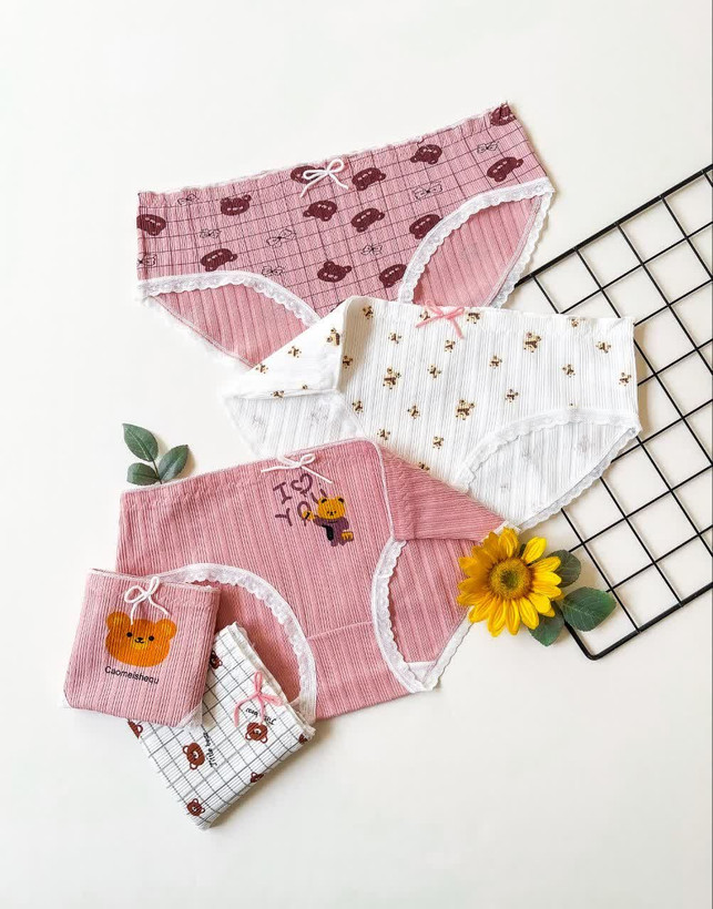 شورت نخی کبریتی زنانه 2XL برند M&N طرح خرسی صورتی🧸